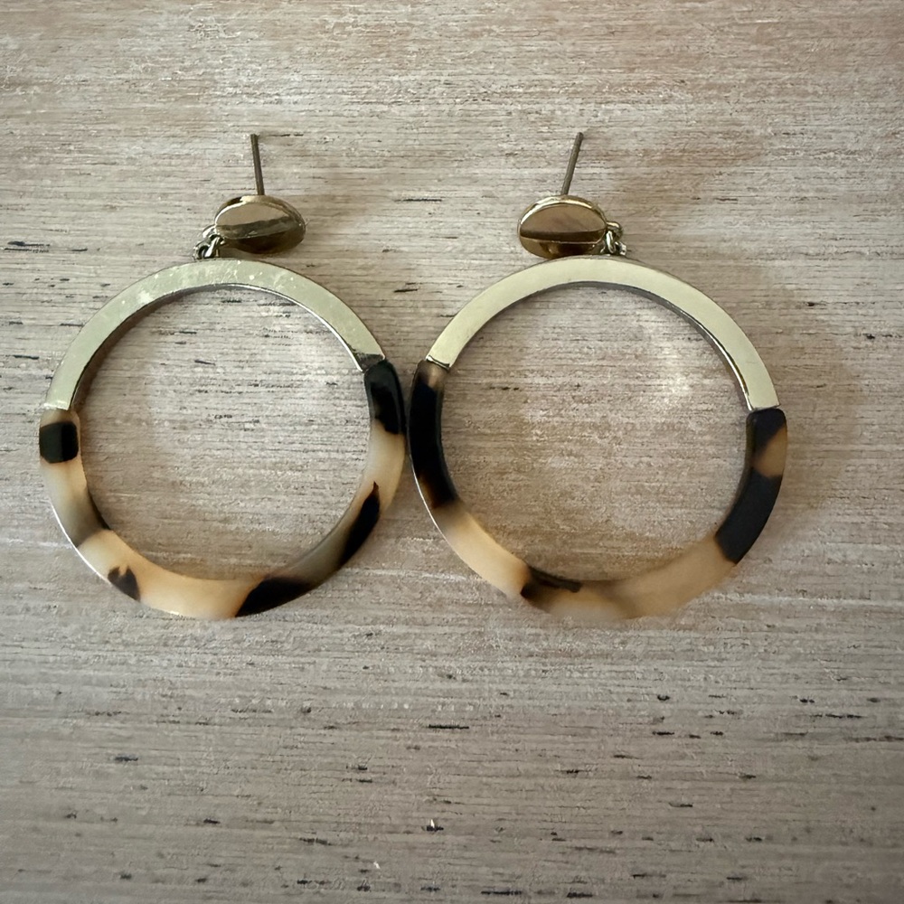 Gold and Brown Hoop Earrings